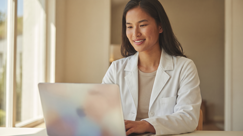 A licensed provider reviewing a patient assessment